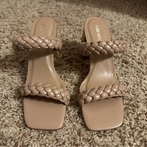 Strappy Braided Sandals with Chunky Heel & Square Toe